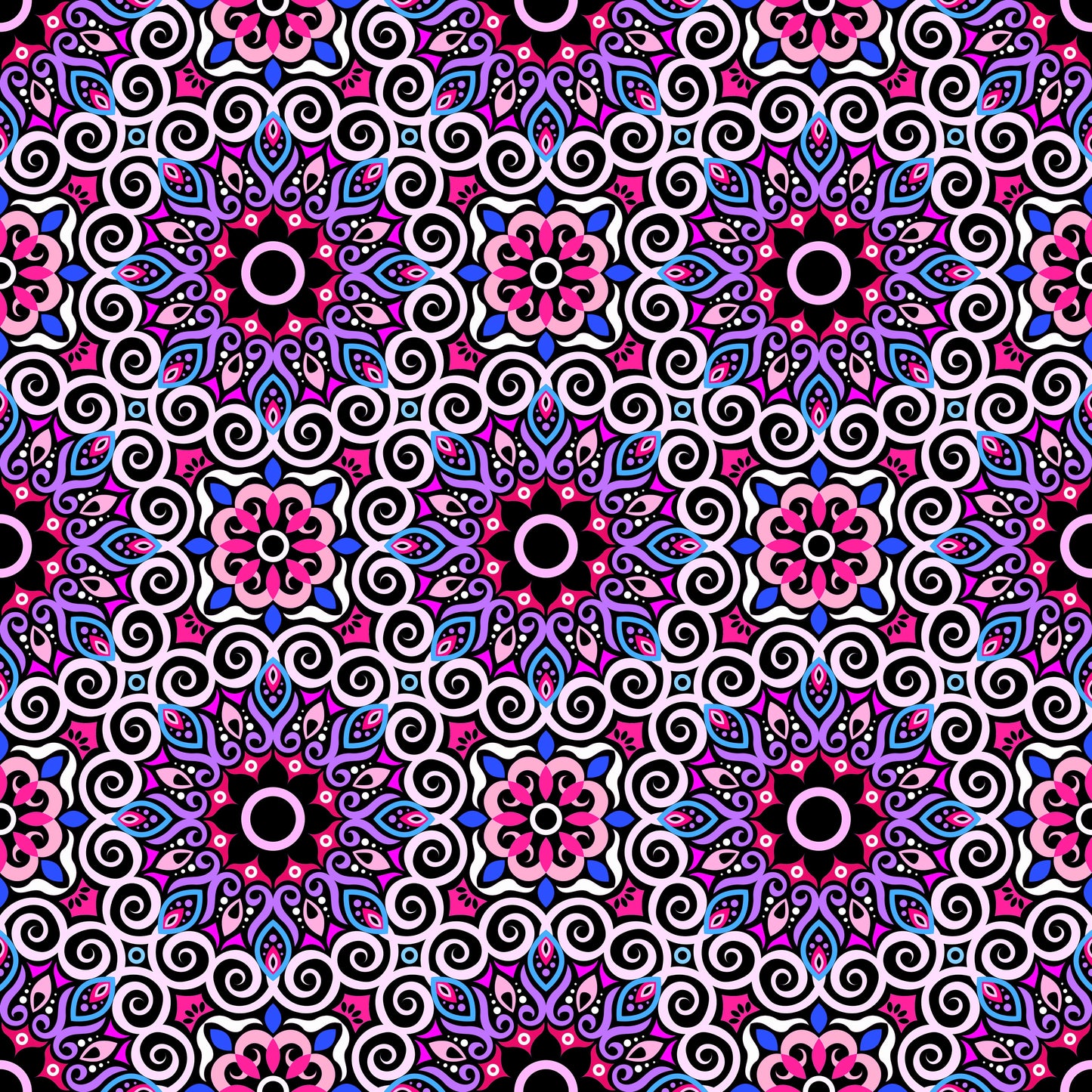 Purple - Pink - Blue Mandala Fabric - 125