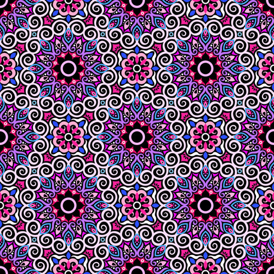 Purple - Pink - Blue Mandala Fabric - 125