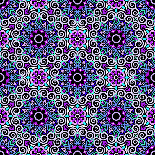 Purple - Turquoise - Blue Mandala Fabric - 125