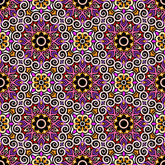 Yellow - Red - Purple Mandala Fabric - 125