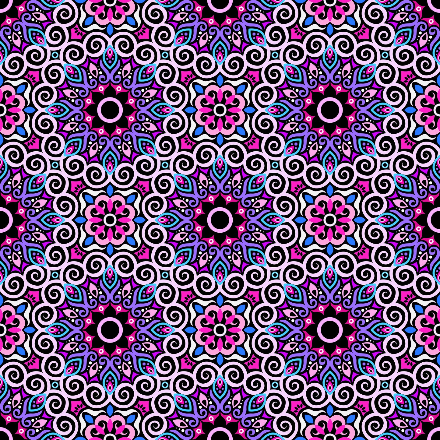 Purple - Pink - Blue Mandala Fabric - 125