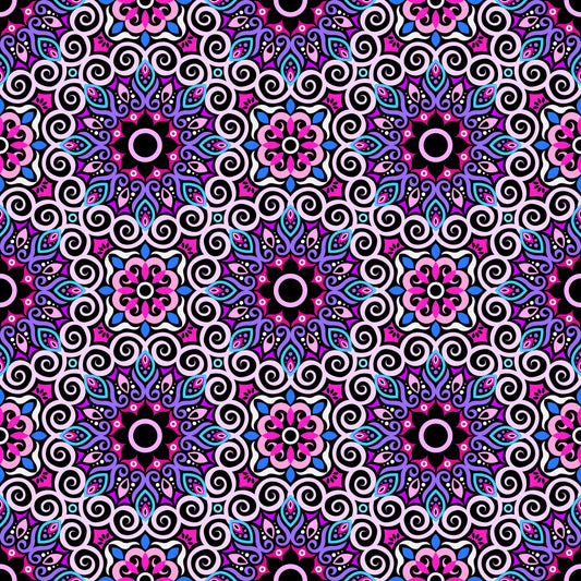 Purple - Pink - Blue Mandala Fabric - 125