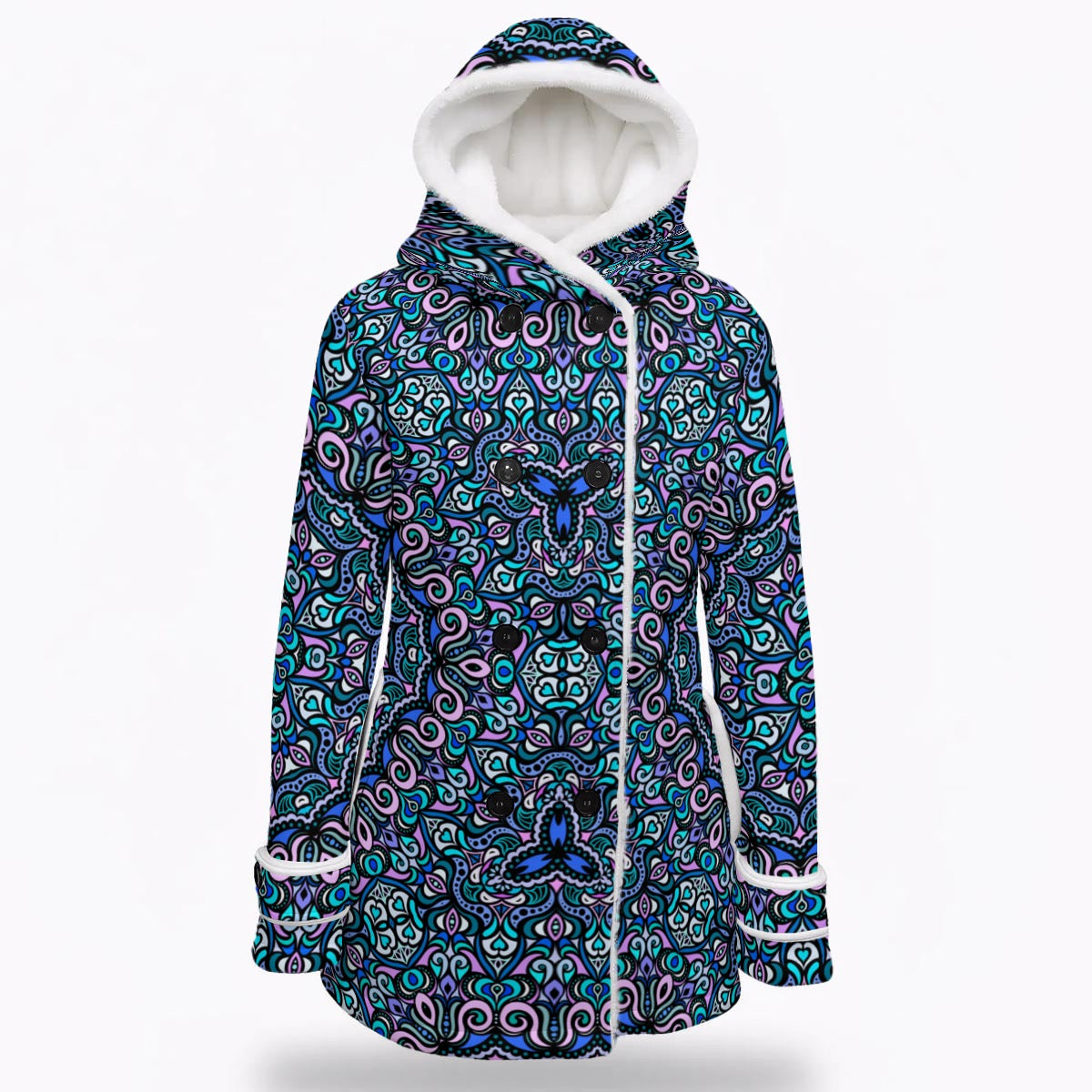 Turquoise - Blue - Purple Hooded Coat