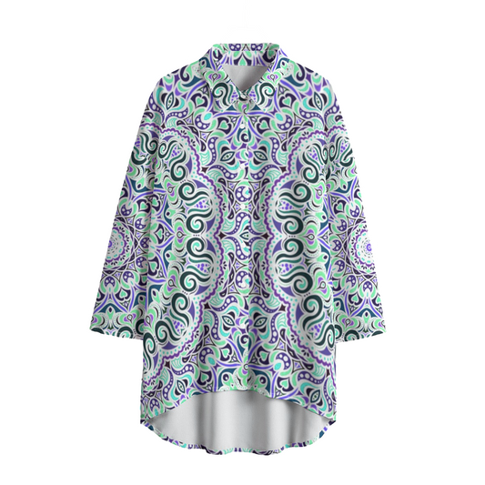 Green - Purple - Turquoise Chiffon Shirt