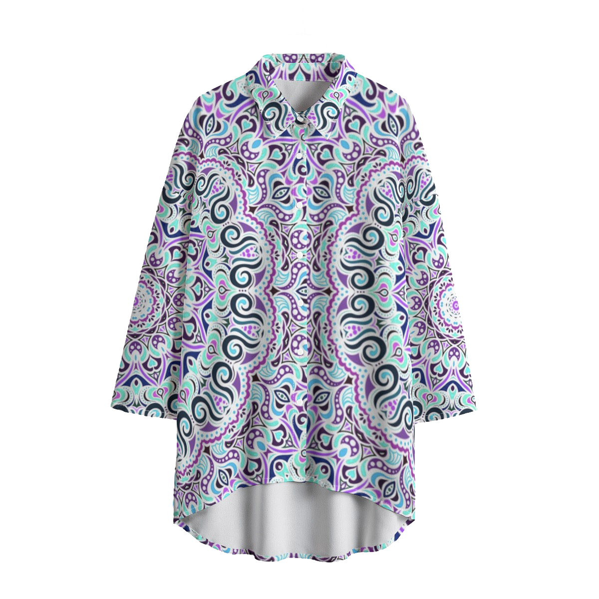 Turquoise - Purple Chiffon Shirt