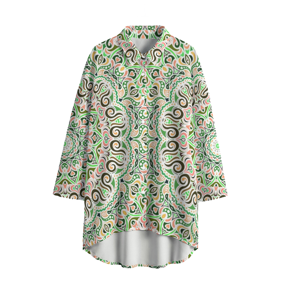 Green - Coral - Yellow Chiffon Shirt