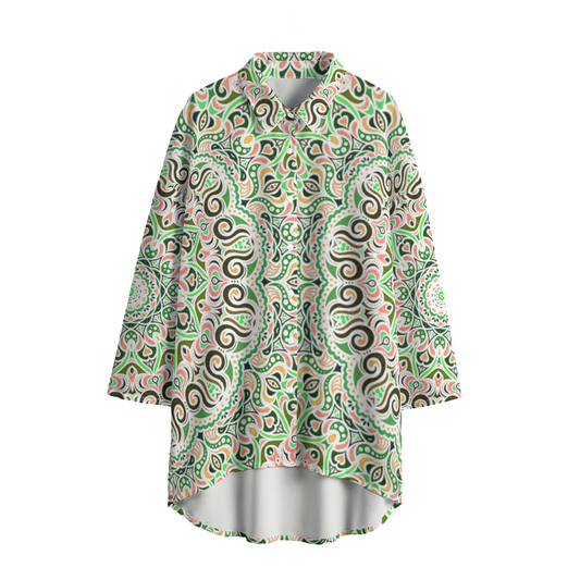 Green - Coral - Yellow Chiffon Shirt