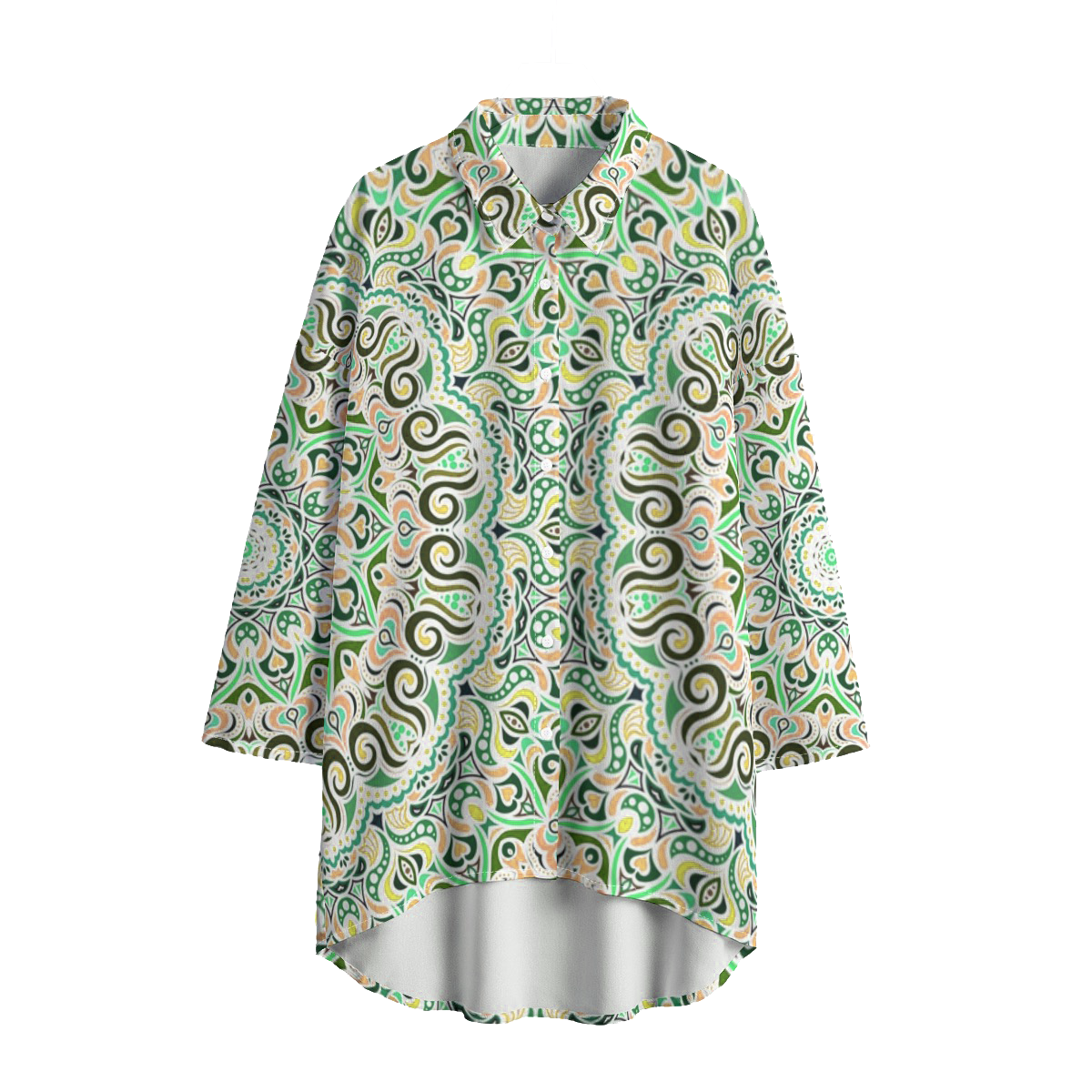 Green - Orange - Yellow Chiffon Shirt