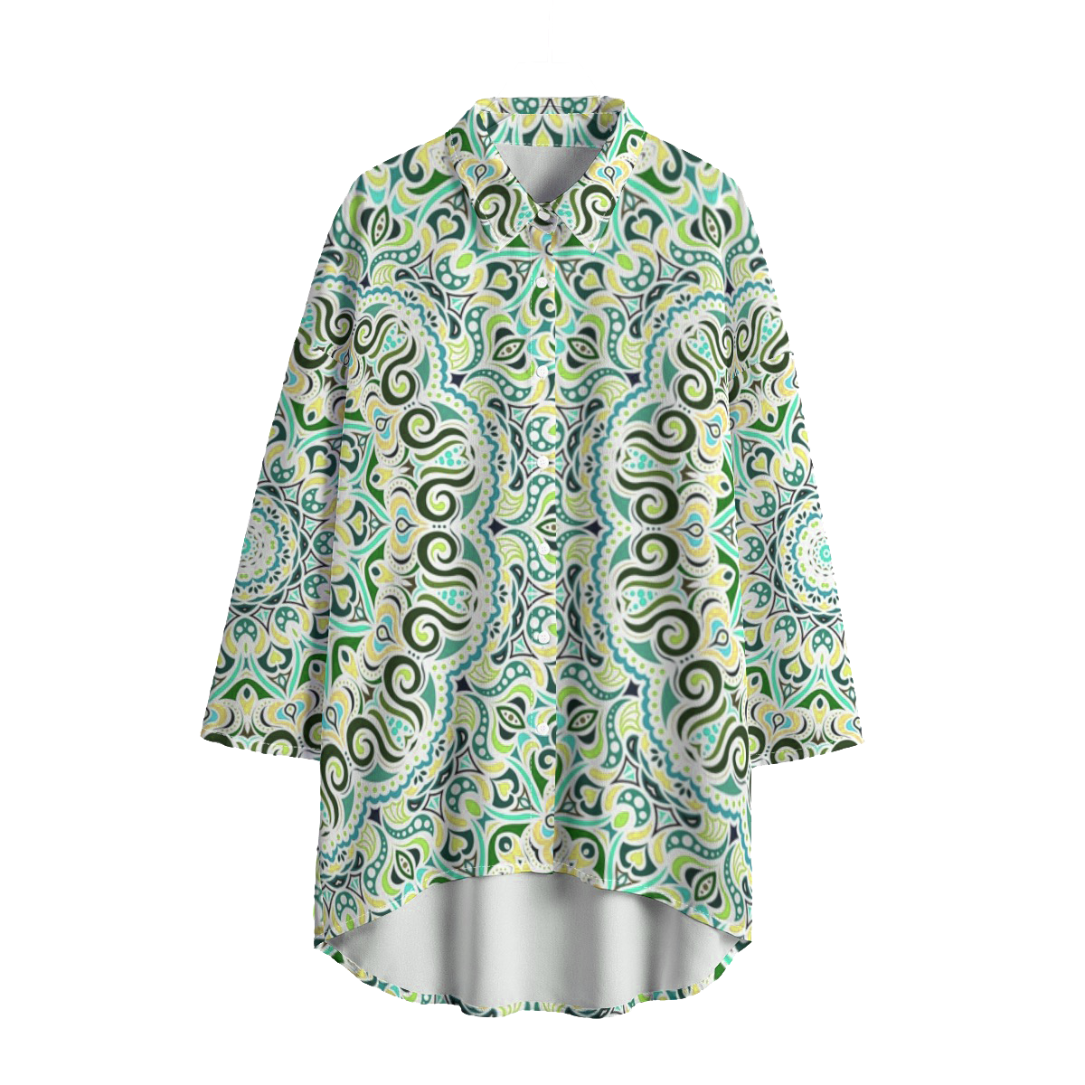 Green - Yellow - Turquoise Chiffon Shirt