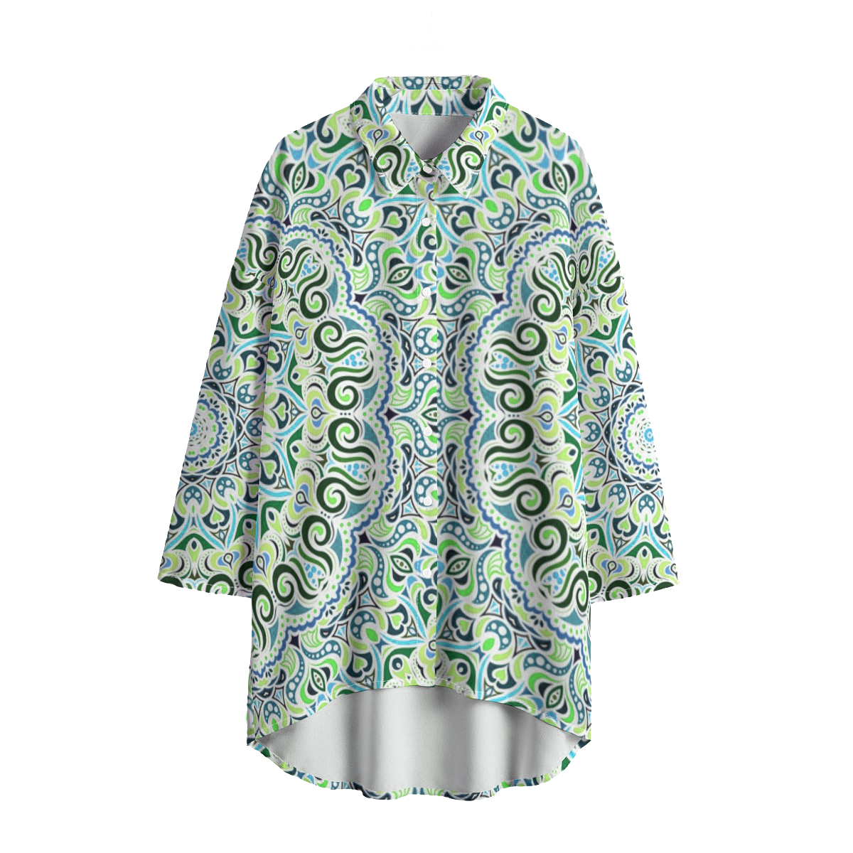 Green - Blue - Turquoise Chiffon Shirt