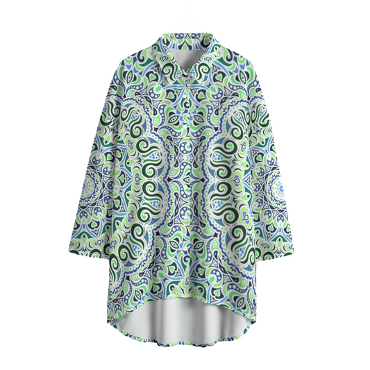 Green - Blue Chiffon Shirt
