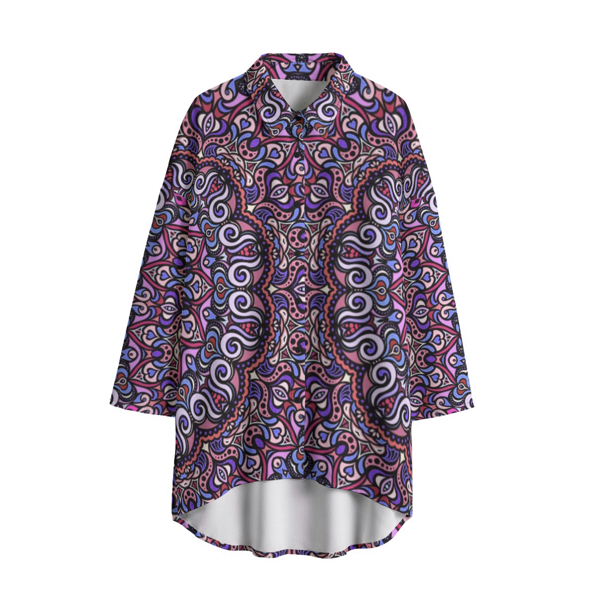 Coral - Purple - Blue Chiffon Shirt