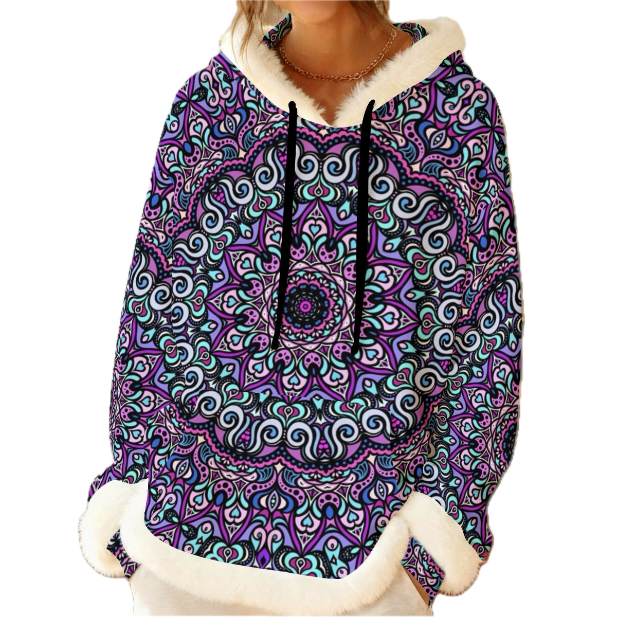 Purple - Turquoise - Pink Fuzzy Hoodie