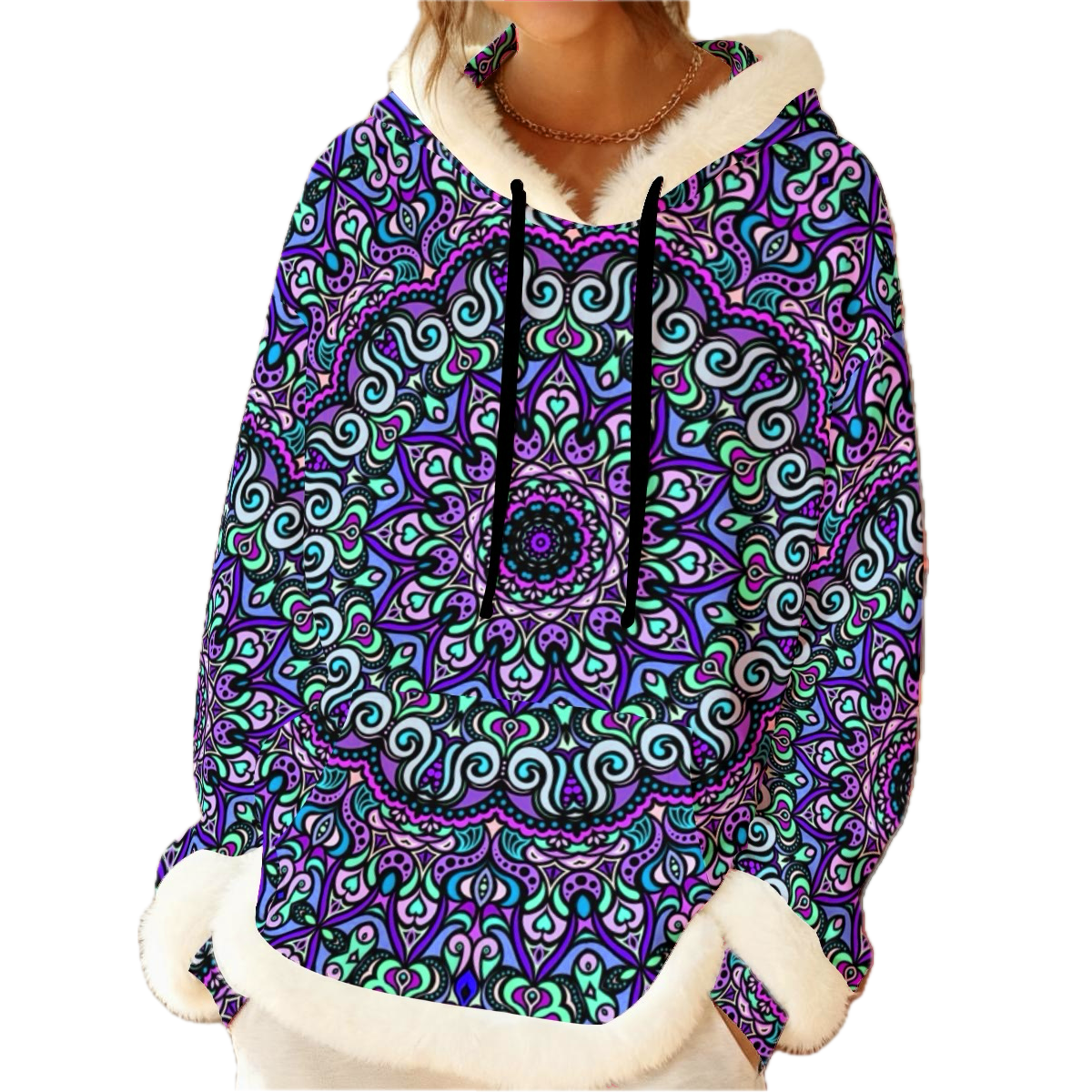 Purple - Turquoise - Blue Fuzzy Hoodie