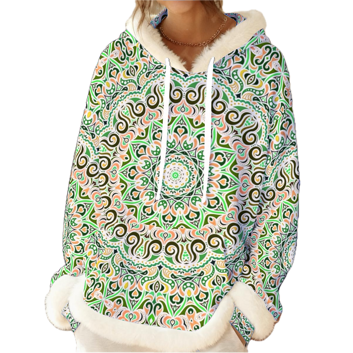 Green - Orange - Yellow Fuzzy Hoodie