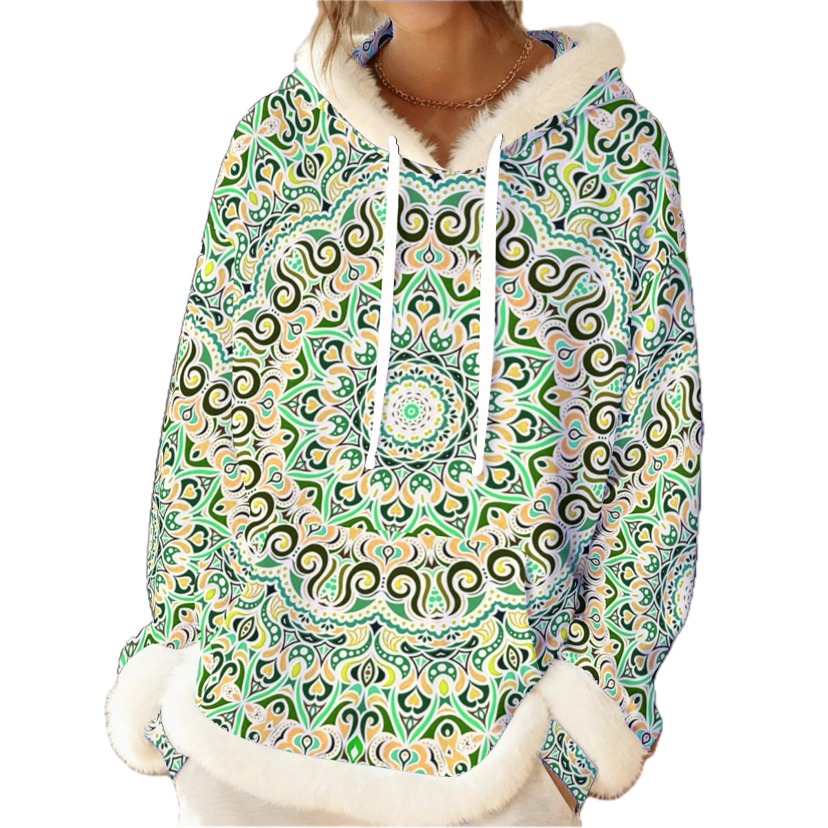 Green - Yellow Fuzzy Hoodie