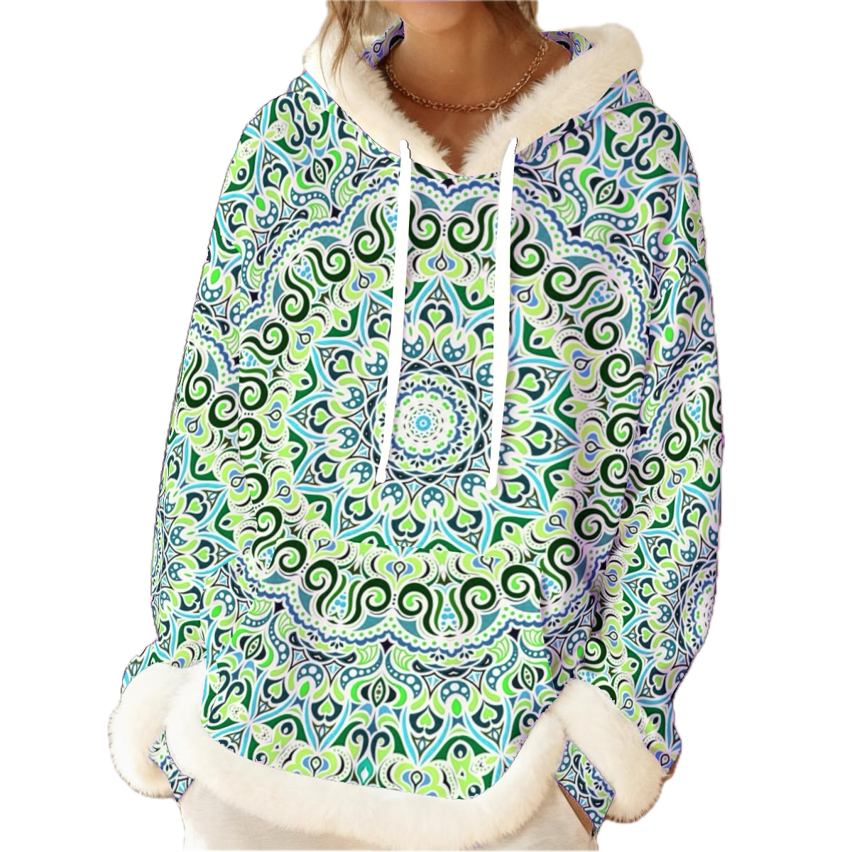 Green - Blue - Turquoise Fuzzy Hoodie