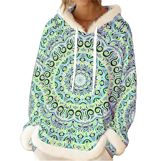 Green - Blue - Turquoise Fuzzy Hoodie