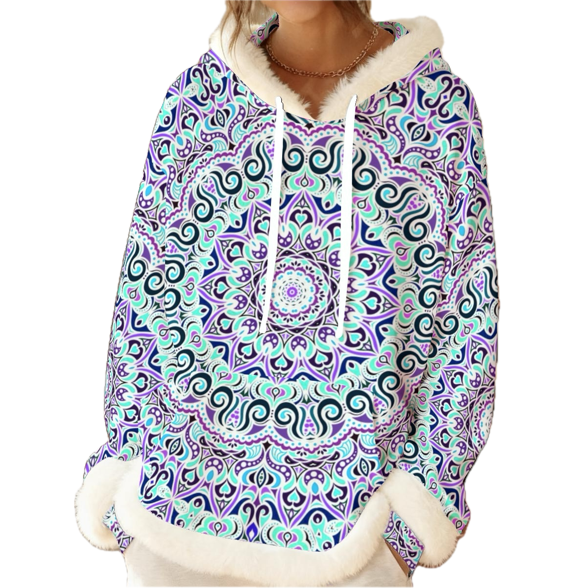 Turquoise - Purple - Blue Fuzzy Hoodie