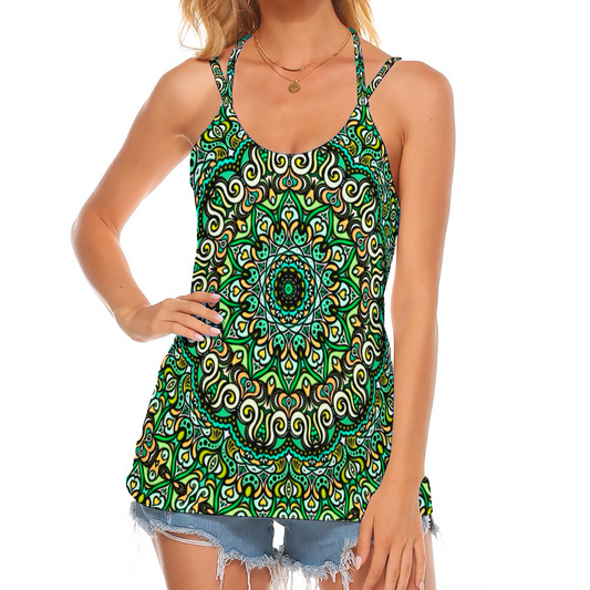 Green - Yellow - Turquoise Halter Top
