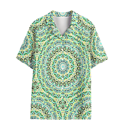 Green - Yellow - Turquoise Rayon Shirt