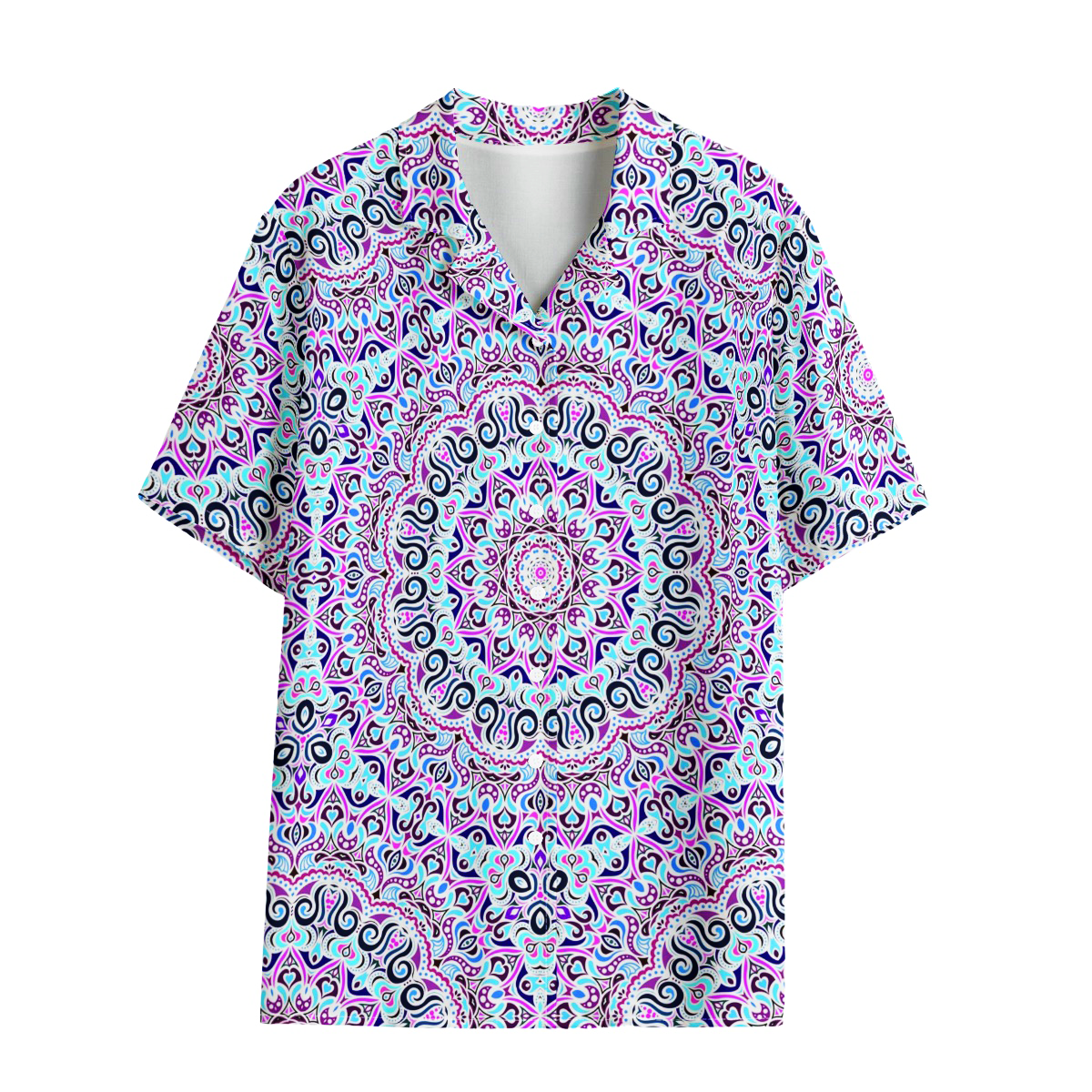 Purple - Turquoise - Fuchsia Rayon Shirt