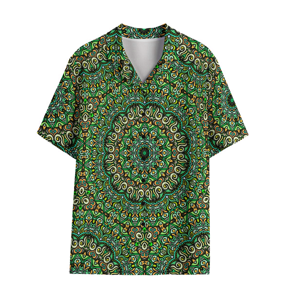 Green - Yellow - Turquoise Rayon Shirt