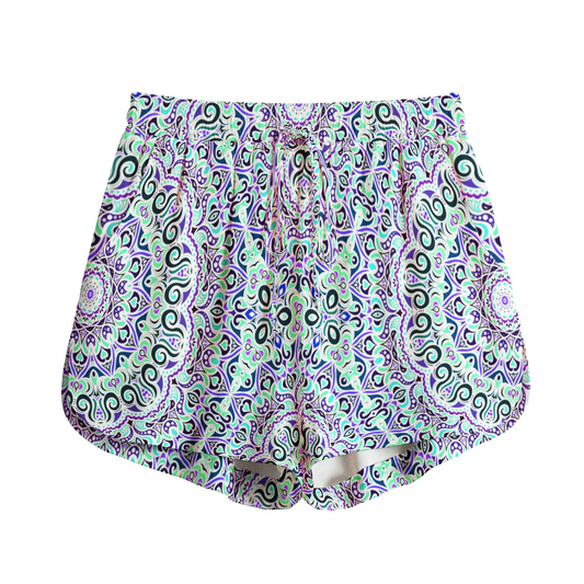 Turquoise - Purple - Blue Rayon Shorts