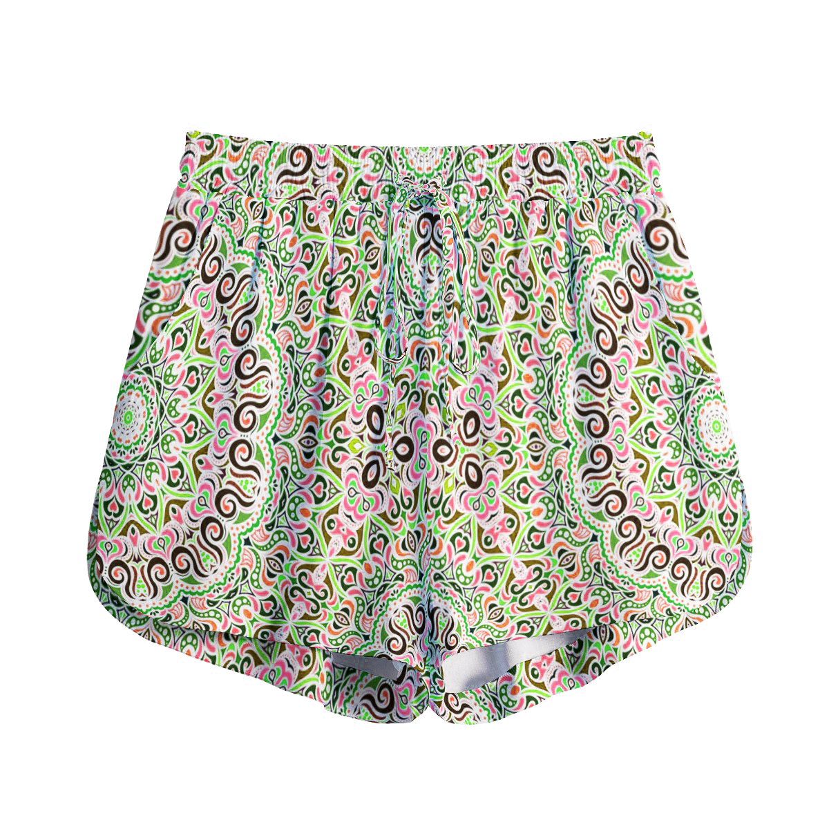 Green - Red Rayon Shorts