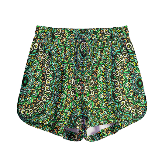 Green - Yellow - Turquoise Rayon Shorts