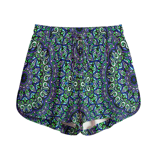 Blue - Green - Turquoise Rayon Shorts