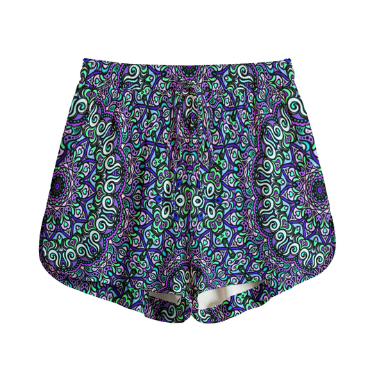 Purple - Blue - Green - Turquoise Rayon Shorts