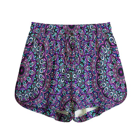 Purple - Turquoise - Pink Rayon Shorts