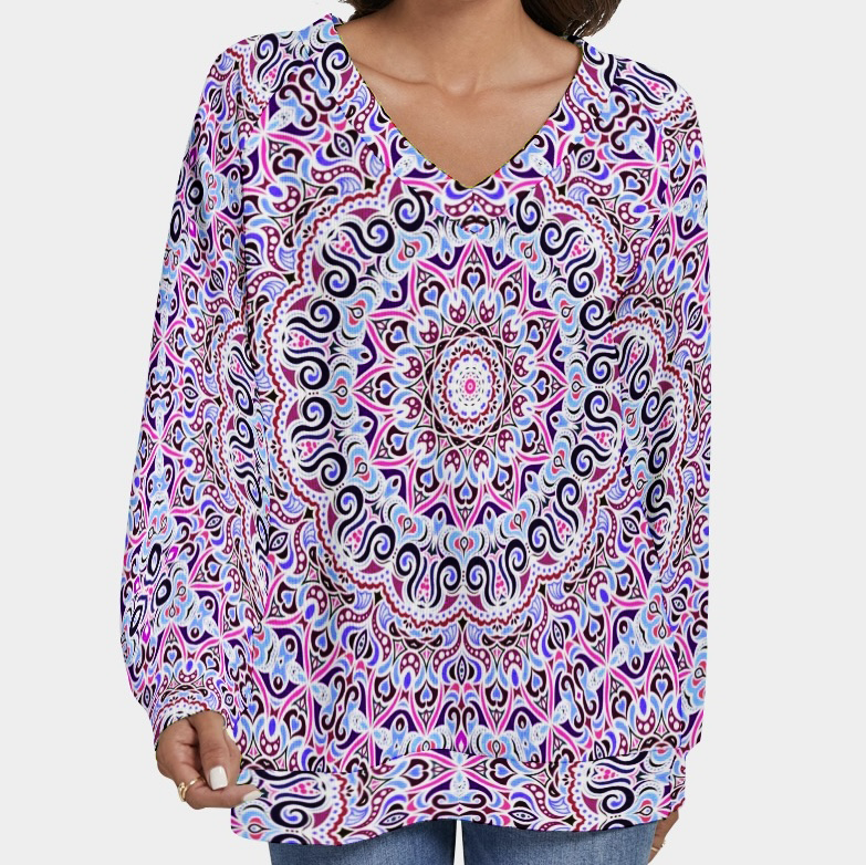Purple - Blue - Magenta V-Neck Sweater