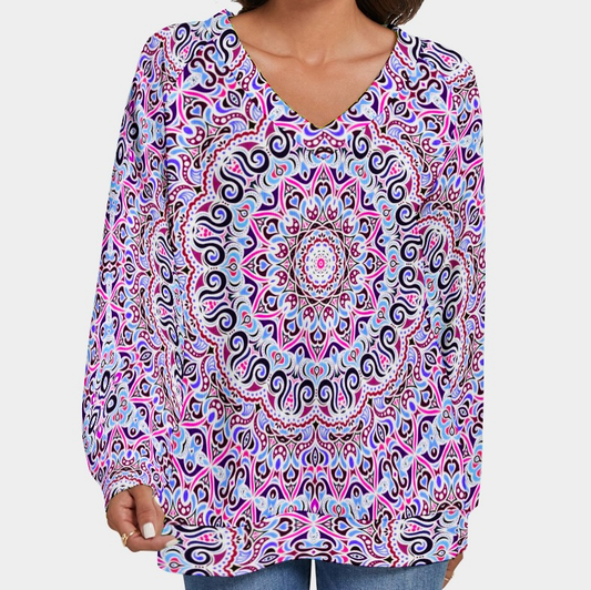 Purple - Blue - Magenta V-Neck Sweater