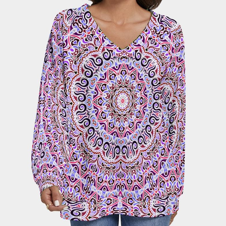 Purple - Blue - Red V-Neck Sweater