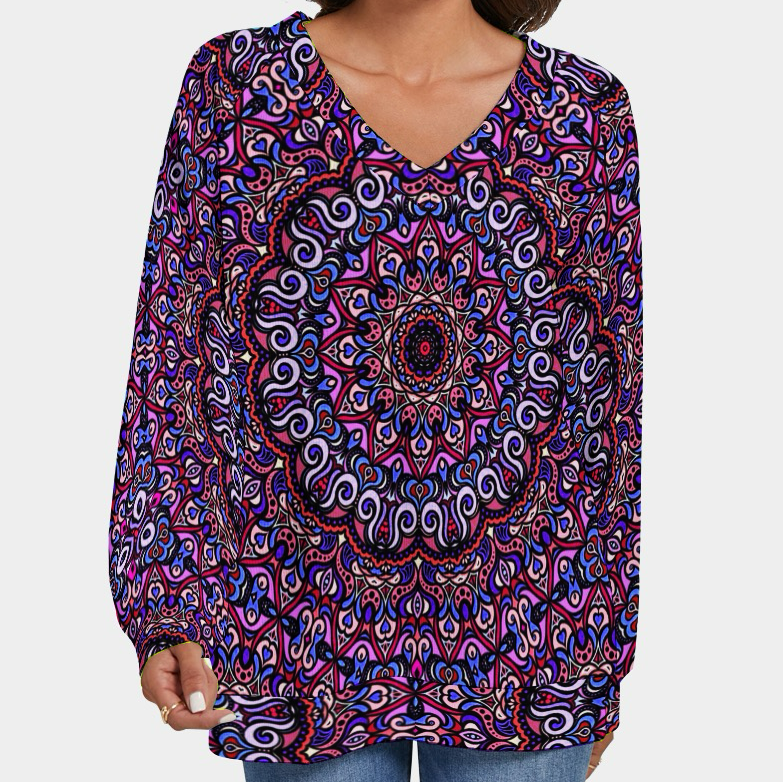 Purple - Blue - Red V-Neck Sweater