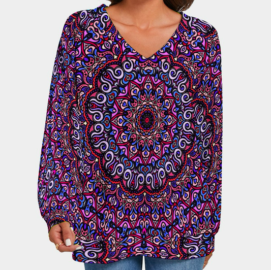 Purple - Blue - Red V-Neck Sweater