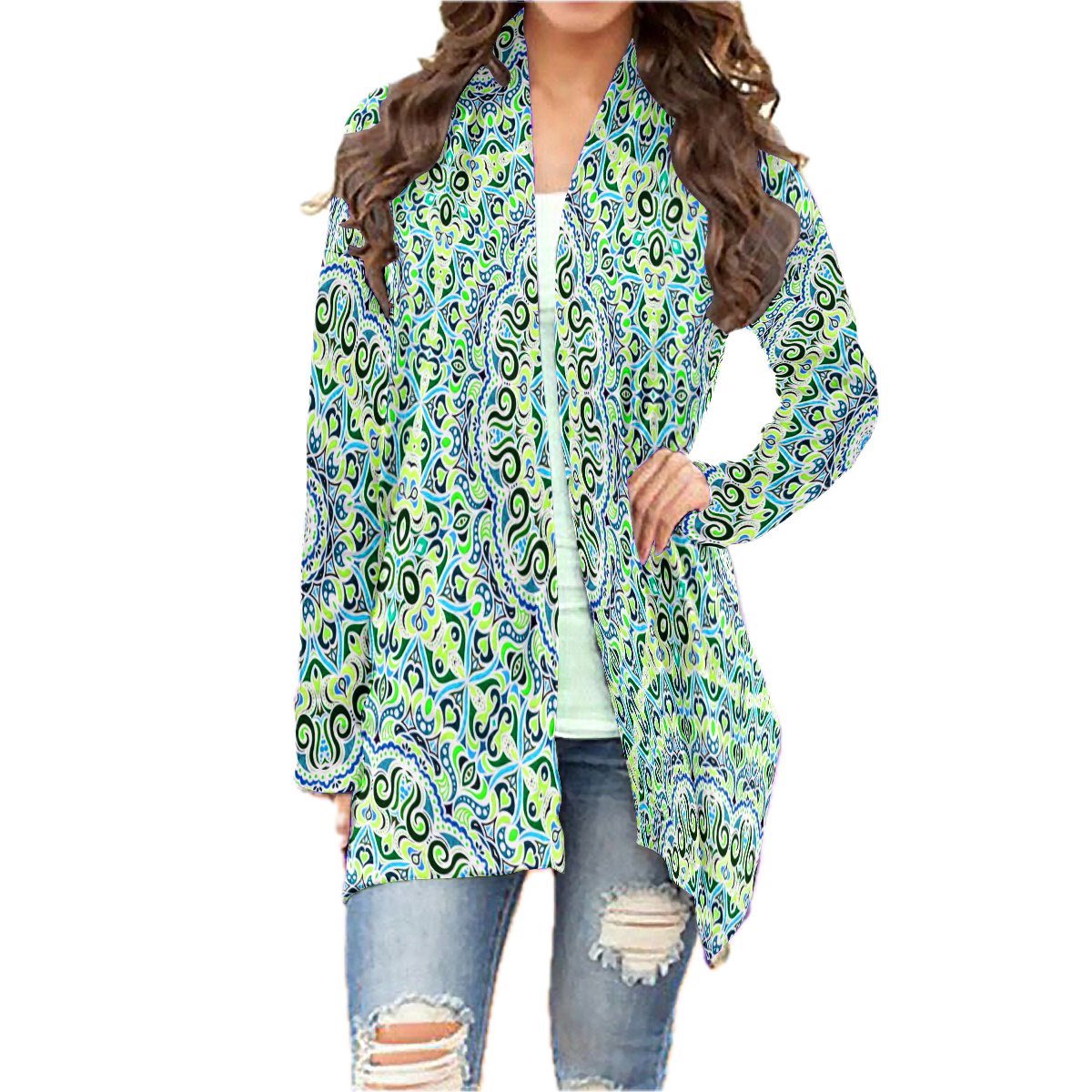 Green - Turquoise - Blue Cardigan