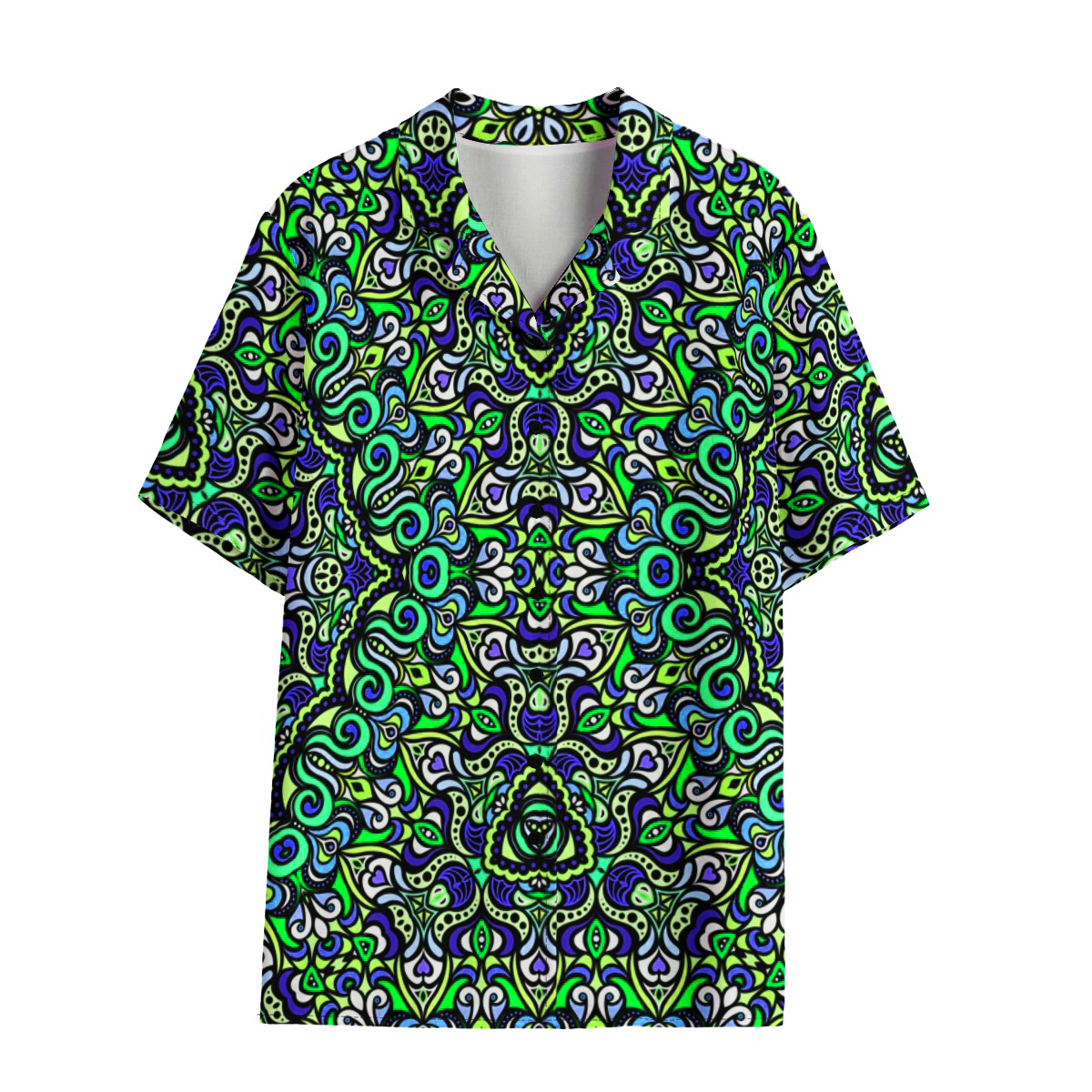 Blue - Turquoise - Green Rayon Shirt
