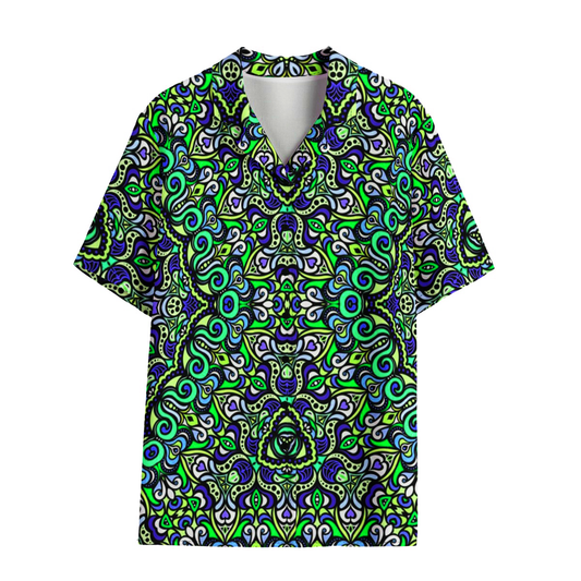 Blue - Turquoise - Green Rayon Shirt