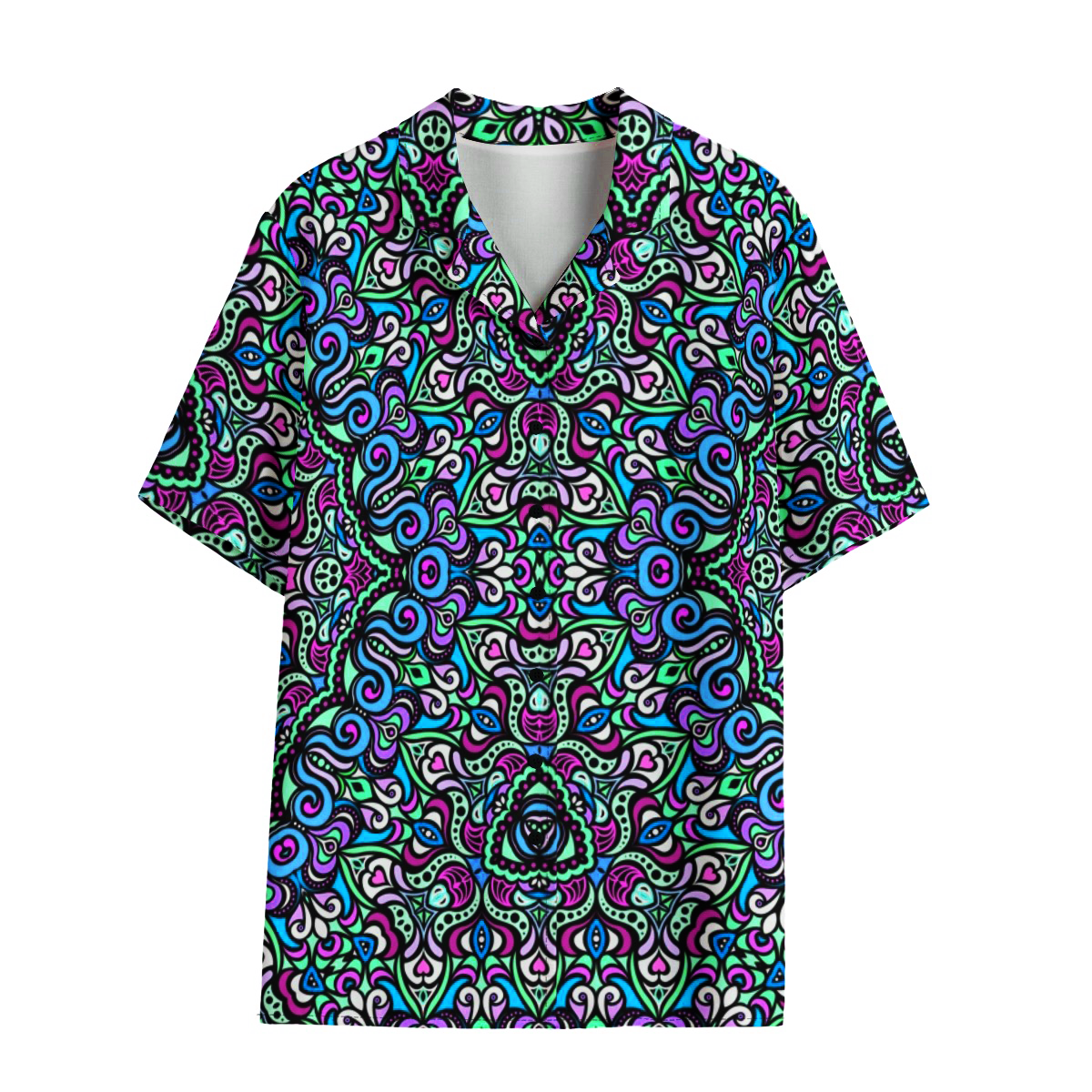 Blue - Turquoise - Magenta Rayon Shirt