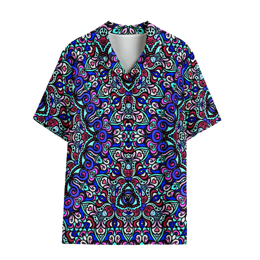 Blue - Red - Turquoise Rayon Shirt