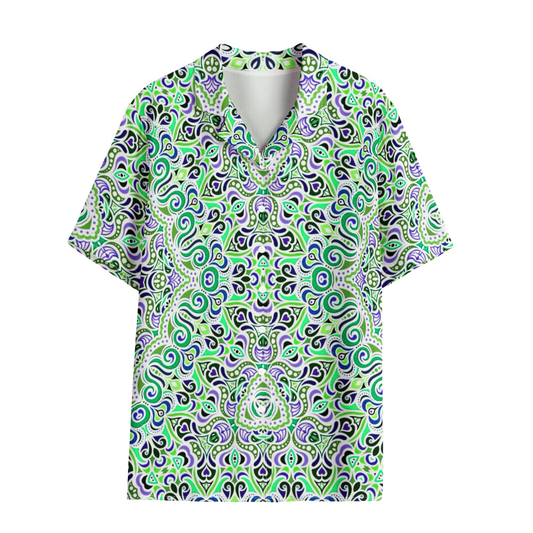 Blue - Turquoise - Green Rayon Shirt