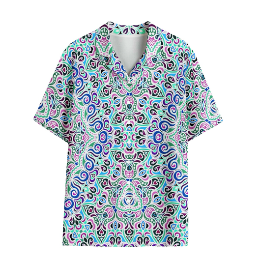 Blue - Turquoise - Pink Rayon Shirt