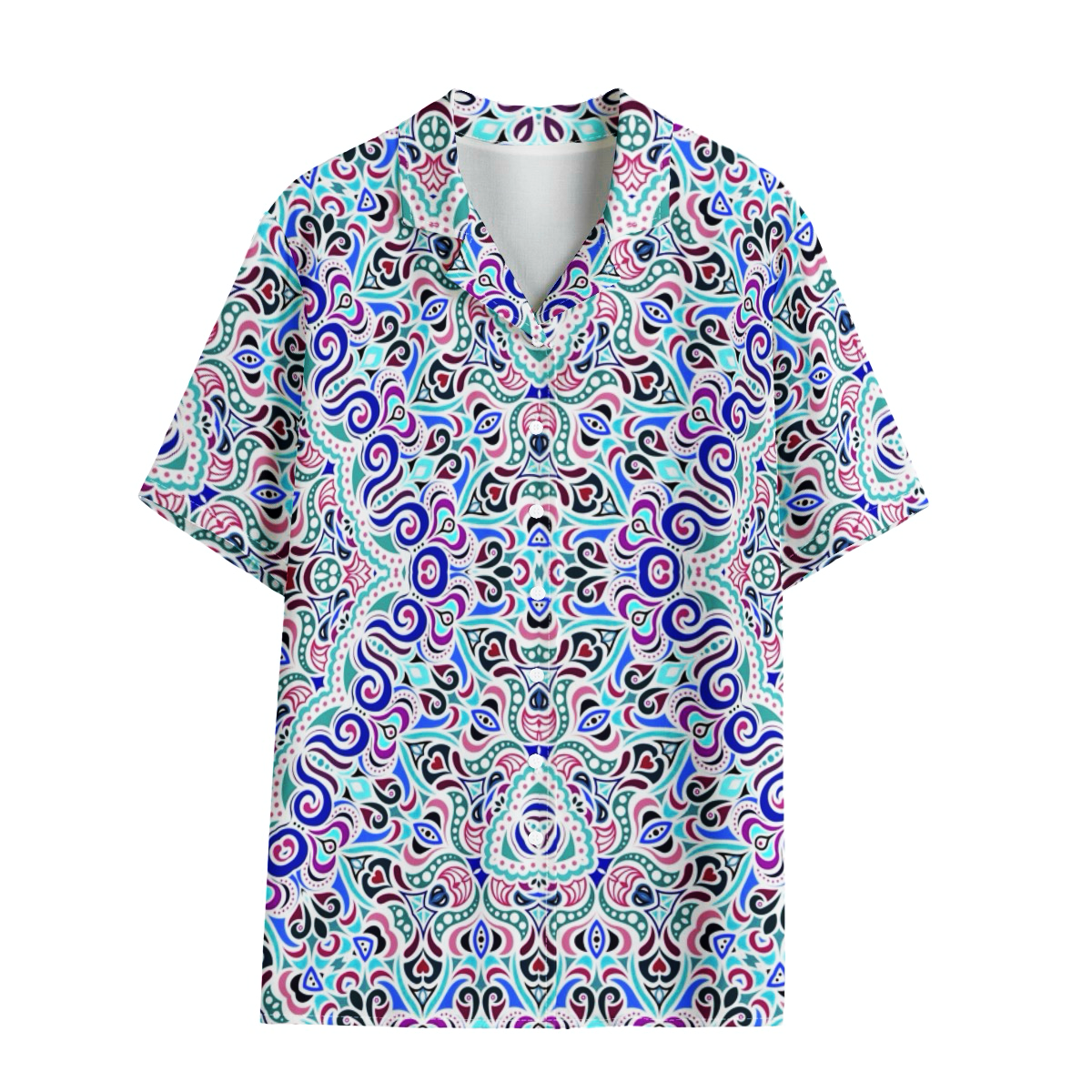 Blue - Turquoise - Purple Rayon Shirt