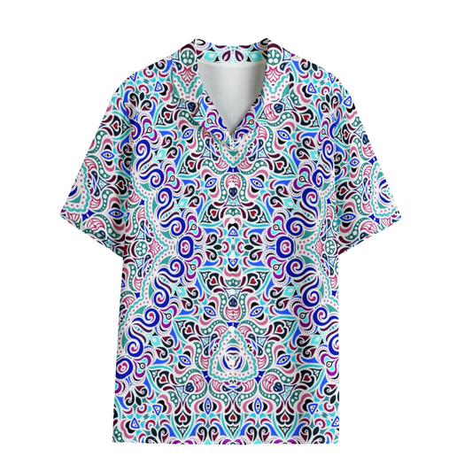 Blue - Turquoise - Purple Rayon Shirt