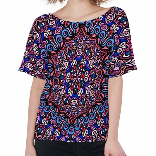 Pink - Blue - Coral Boatneck T-Shirt