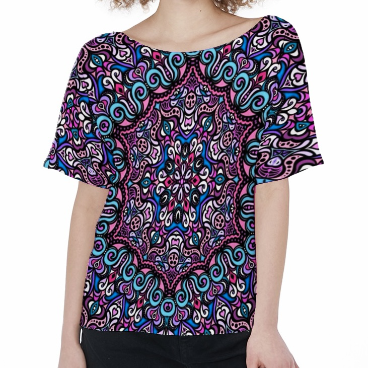 Pink - Blue - Purple Boatneck T-Shirt