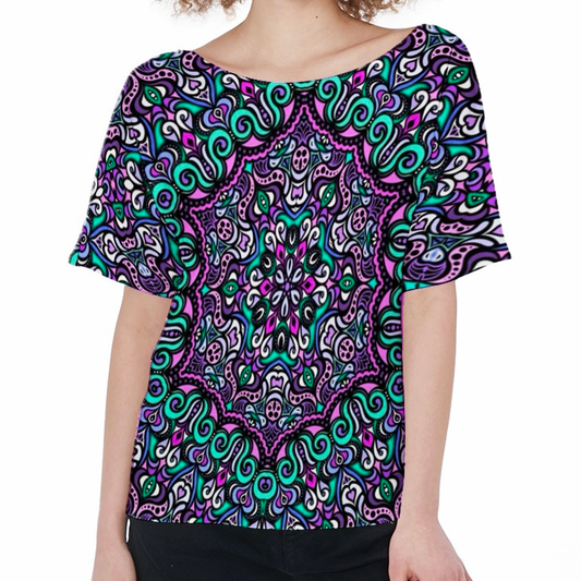 Pink - Turquoise - Purple Boatneck T-Shirt